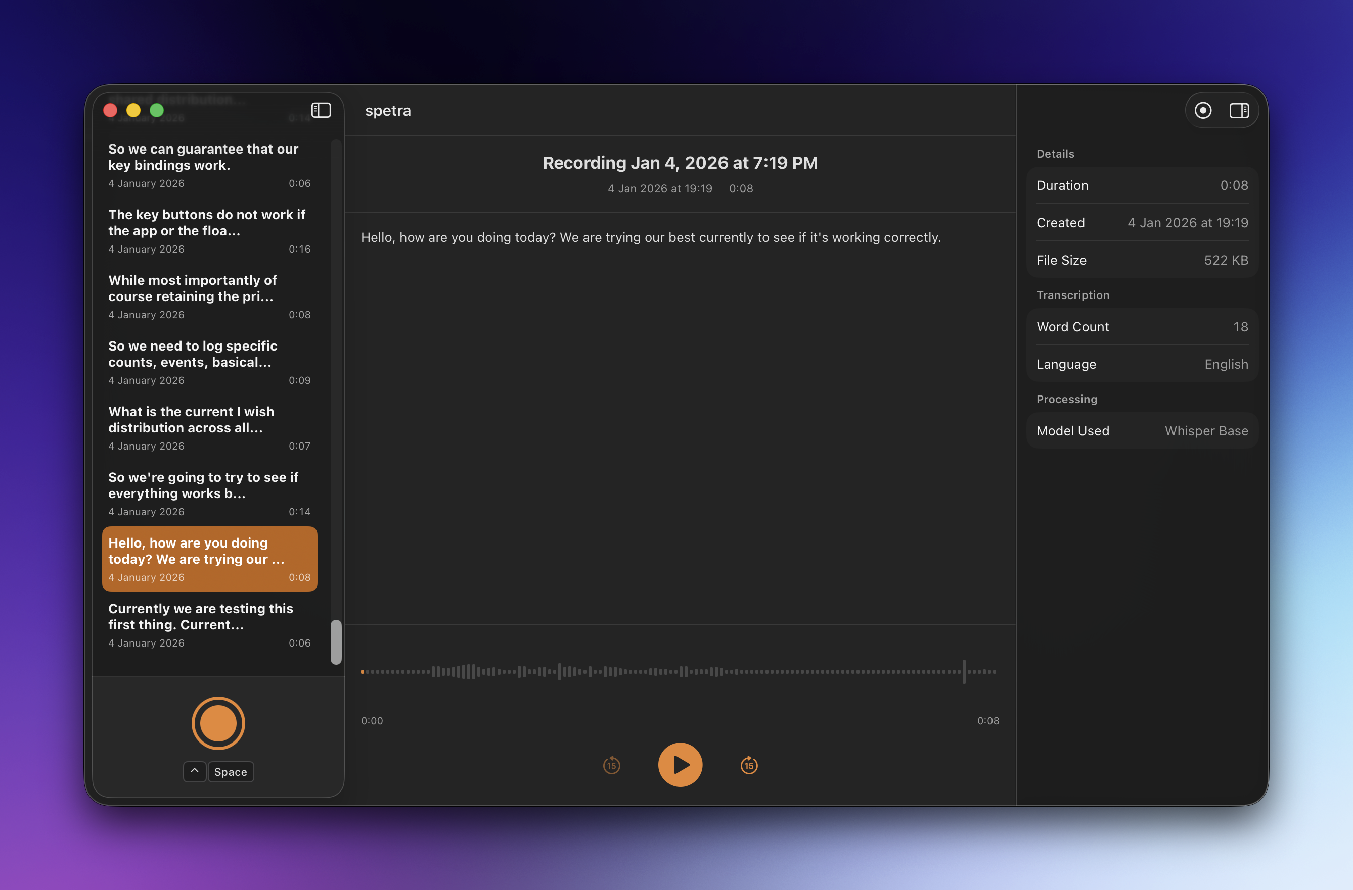 Spezhe full dictation interface
